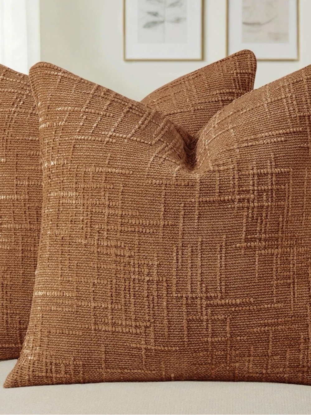 Textured Rust Decorative Pillow Covers - 2